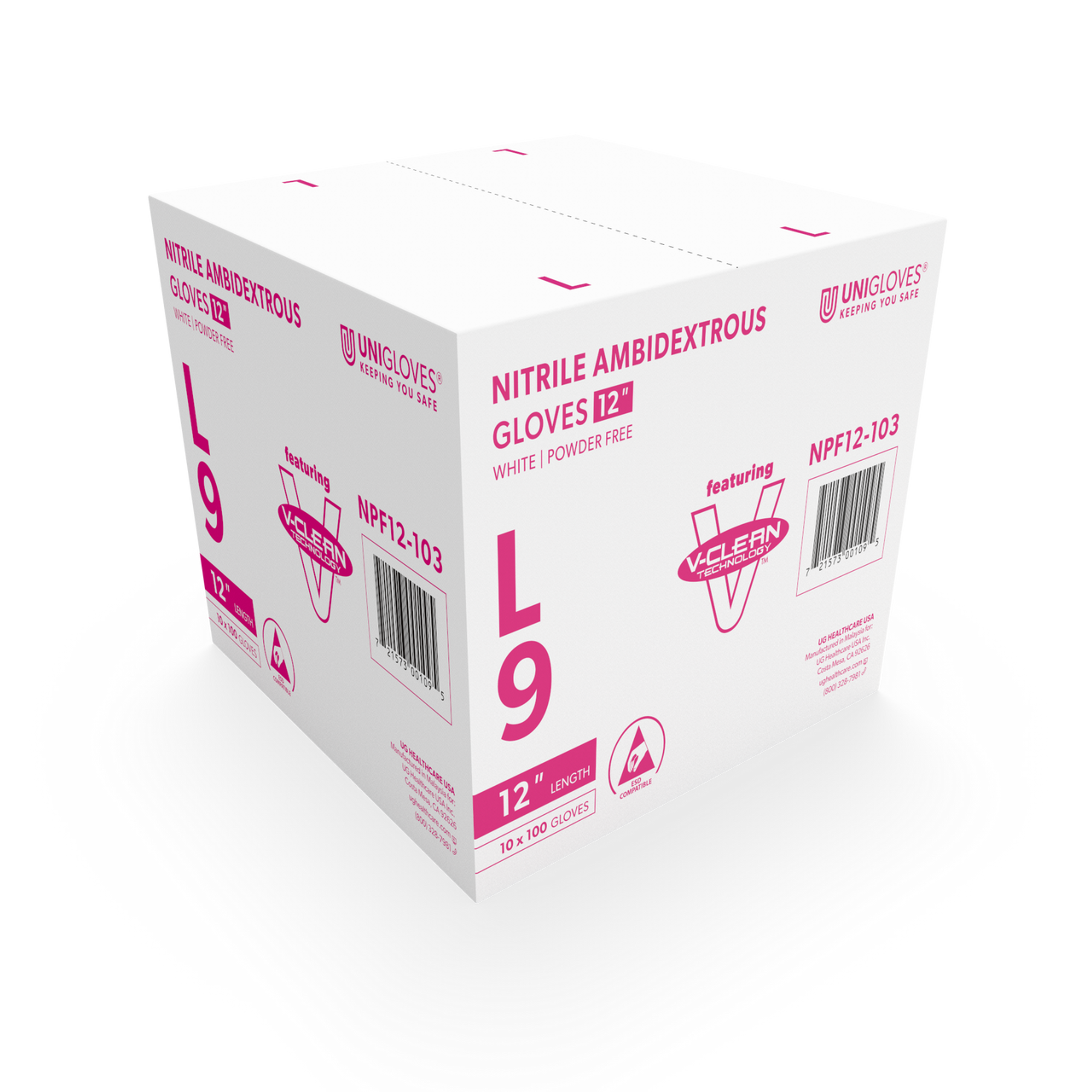 V-Clean 12" Nitrile gloves PK100 - Image 3