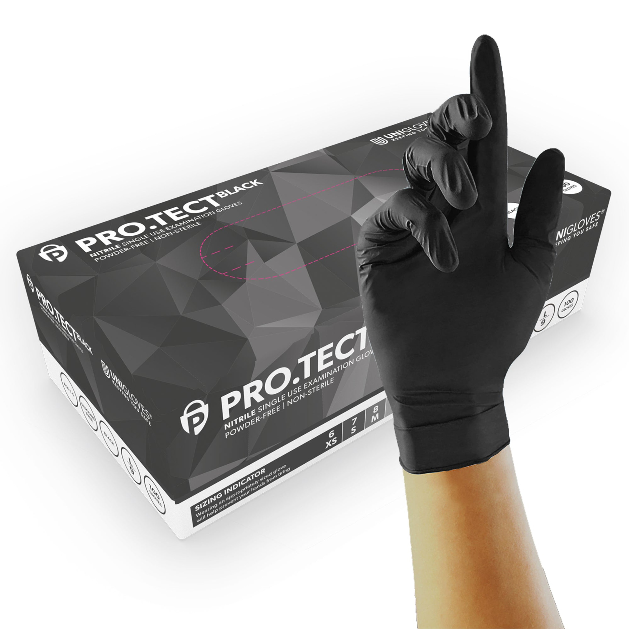 PRO.TECT Black Nitrile gloves