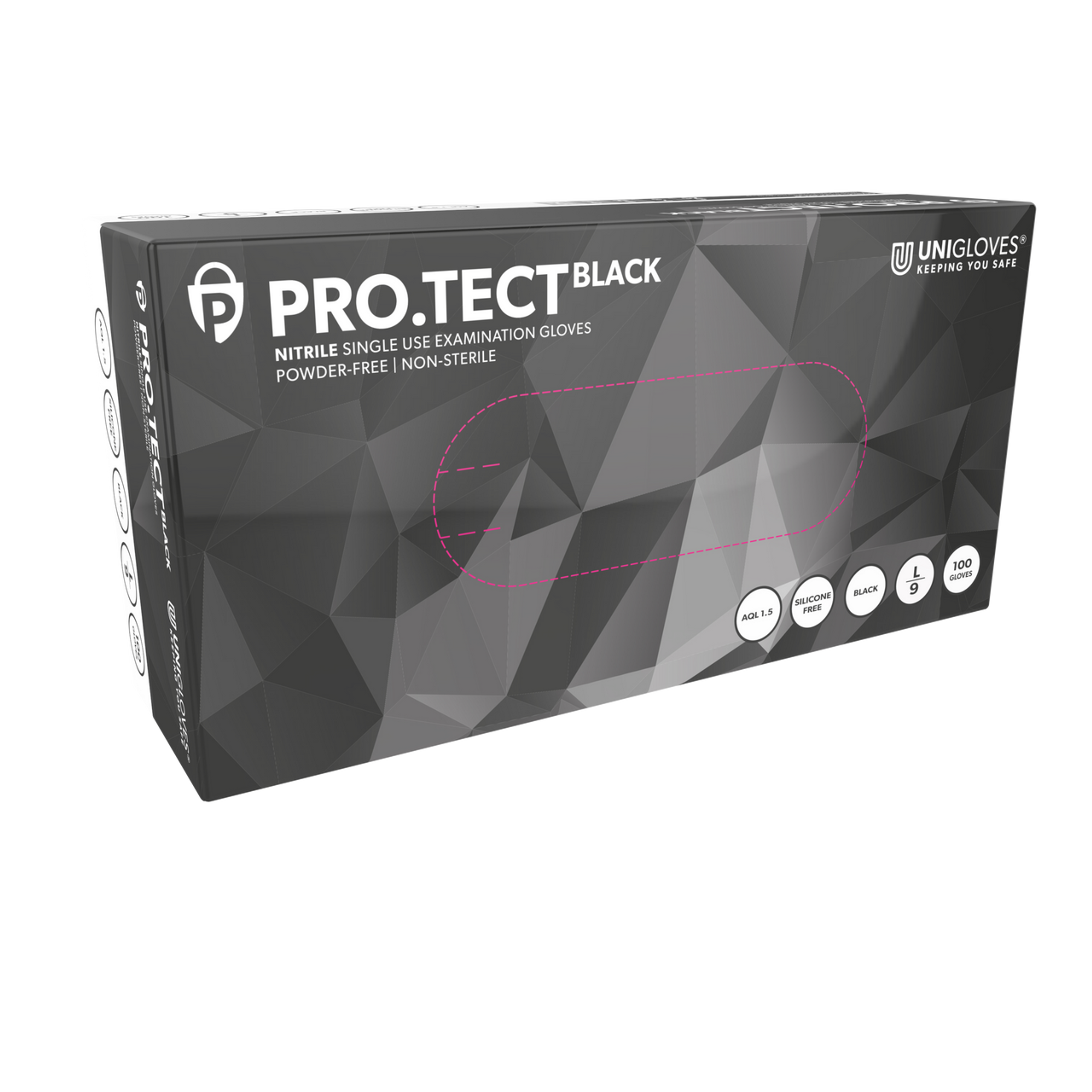 PRO.TECT Black Nitrile gloves - Image 2